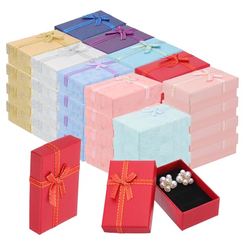 PATIKIL Jewelry Gift Boxes, 80Pcs Small Gift Packaging Box Cardboard Bulk with Lid Ribbon for Bracelet Earring Ring Christ...