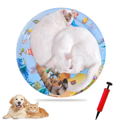 marhook Cat Water Mat Upgrade Thickened, Ocean-Themed Pet Cooling Mat for Indoort Cats, Scratch-Resistant Cat Cold Pad