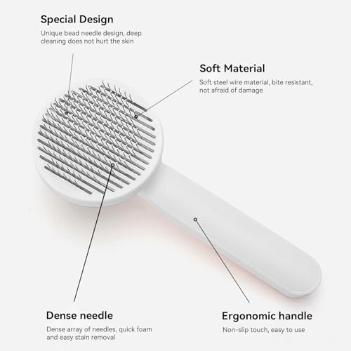 Pet Grooming Brush, Self Cleaning Slicker Brush for Dogs Cats, Gently Removes Loose Undercoat, Mats Tangled Hair, for Pet ...