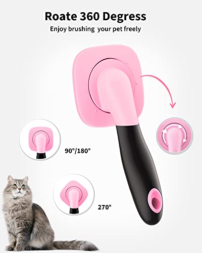 Glendan Dog & Cat Grooming Brush - Slicker Shedding Tools (Pink)
