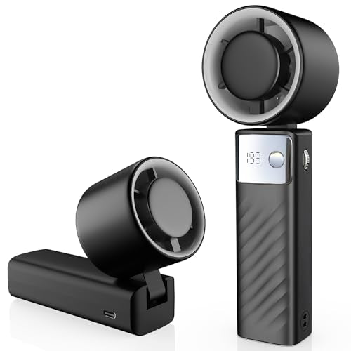 YOSHENMO Portable Handheld Turbo Fan - Foldable Mini Fan with Air Turbo Tech, 1-199 Speed Adjustment, 20H Runtime, LED Dis...