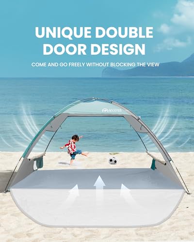 OutdoorMaster Beach Tent Sun Shelter with 2 Ventilated Doors, UPF50+ Easy Setup Beach Tent Canopy for 3 Person, Lightweigh...