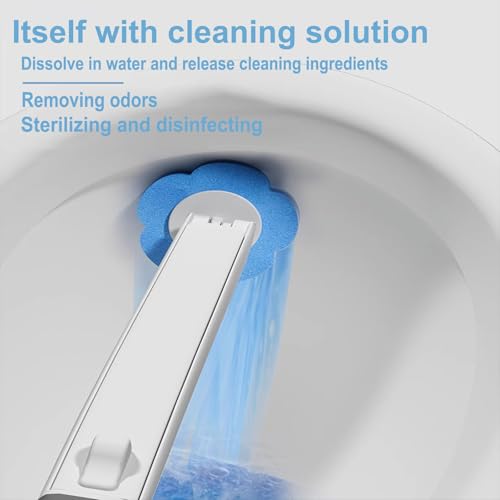 Ucaimao 2 Pack Disposable Toilet Brush and Holder Set,Extended Handle with 48 Cleaner Refills Toilet Brush for Toilet Bowl...