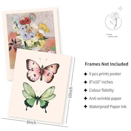 QIAOMICS Wall Art Prints Aesthetic,Flower Market Wall Art Prints for Bedroom,Monet&Van Gogh Poster,Colorful Abstract Girls...