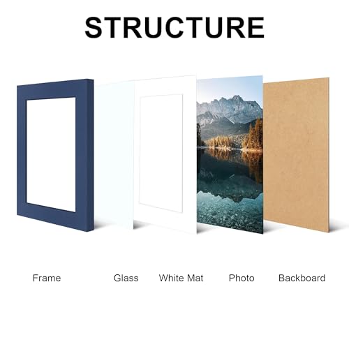 SZYUU 5x7 Picture Frame Set of 4, High Definition Real Glass, Display Pictures 4x6 with Mat or 5x7 Without Mat, Gallery Wa...