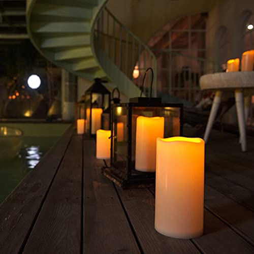 Homemory 4" x 6" Large Waterproof Outdoor Flameless Candles, Battery Operated Flickering LED Pillar Candles with Remote an...