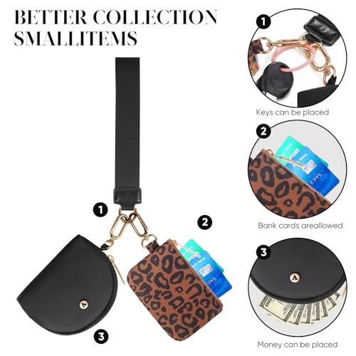 KeyChain Wallet Wristlet Wallets For Women Mini Zip Dual Pouch Wristlet