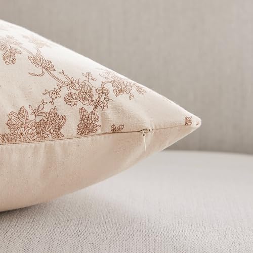 YZJZEDS 100% Cotton French Pastoral Lumbar Throw Pillow Covers Set of 2, 12x20 Inch Brown Farmhouse Decorative Cushion Cov...