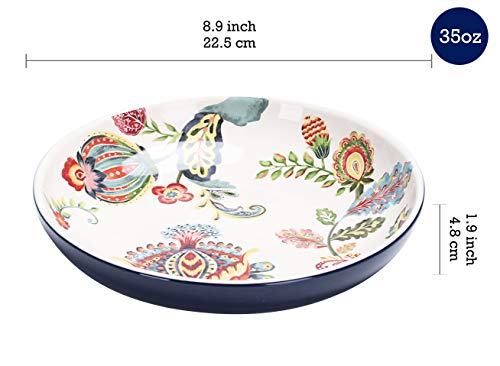 Bico Protea Cynaroides Pasta Bowls, 35oz Salad Bowl Set of 4, Large Ceramic Serving Dinner Bowls for Soup and Cereal, Micr...