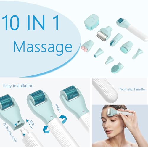ANPODE 10 in 1 Derma Roller Kit for Face and Body-Face Roller&Face Brush，0.25mm Microneedling Pen MicroneedleRoller, Facia...