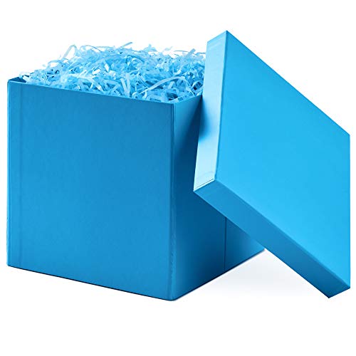 Hallmark Medium Gift Box with Lid and Shredded Paper Fill (Turquoise Blue 7 inch Box) for Birthdays, Graduations, Annivers...