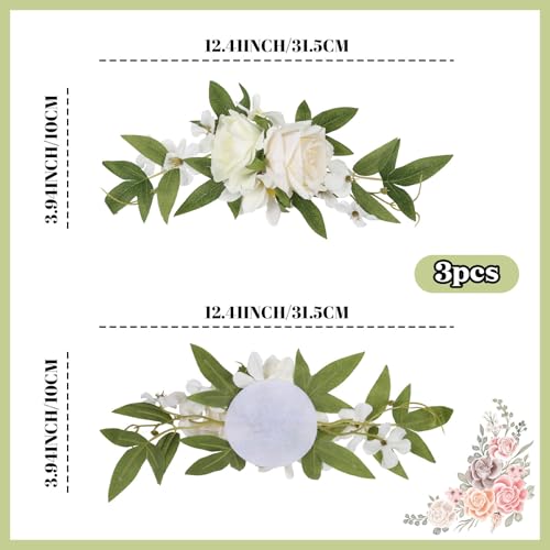 Wedding Cake Flowers,3PCS White Flowers for Cake Topper Faux Cake Decorations for Wedding Anniversary Birthday Party Festi...