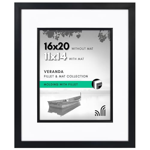 Americanflat 16x20 Picture Frame with Decorative Inner Mat Accent - Displays 11x114 Photos with Mat or 16x20 Without - Ver...