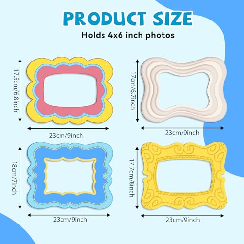 AINBIN 4 Pcs Magnetic Picture Frames for Refrigerator Magnetic Photo Frames 4x6 Inch Decorative Photo Holders Reusable Mag...