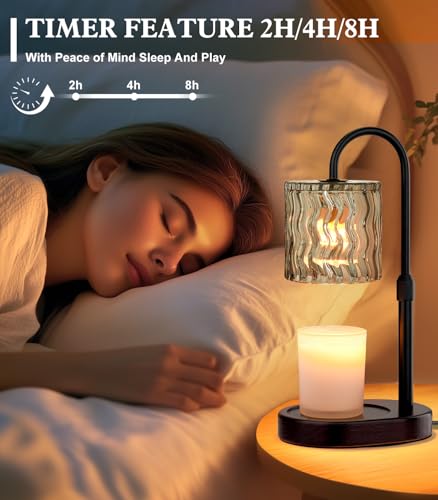 GOIUEDBZ Candle Warmer Lamp Electric Timer: Dimmable Candles Warming Lamps - Height Adjustable Burner Jar - No Flame Scent...