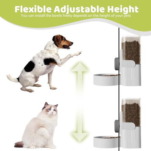 Hanging Cage Automatic Small Pet Food Bowl Water Bottle Dispenser, 1L Auto Gravity Pet Feeder and Waterer Set Kennel Feedi...