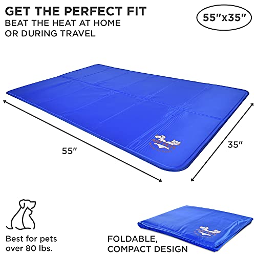 Arf Pets Dog Cooling Mat 35” x 55” Pad for Kennels, Crates & Beds, Non-Toxic, Solid Self Cooling Gel .No Fridge or Electri...