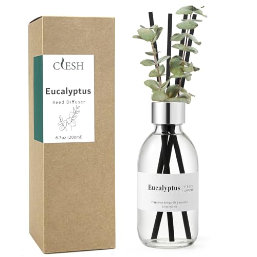 Clesh Reed Diffuser Set, 6.7 oz Eucalyptus Scented Diffuser with Sticks, Home Fragrance Reed Diffuser for Bathroom Shelf D...
