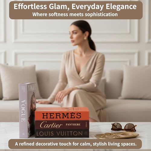 PROBENEX Glam Large | 4 PCS Faux Decorative Books for Home Decor | Not Real Books (Cardboard Boxes) | Coffee Table, Booksh...
