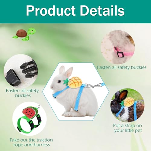 4-Pack Adjustable Bunny Harness & Leash Set - Secure Vest-Style with Bow Tie for Rabbits, Kittens, Puppies & Small Pets