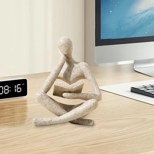 UTTCMK Bookshelf Decor Thinker Statue - Abstract Art Reading Thinker Sculpture Figurine Aesthetic, Modern Home Decoration ...