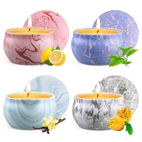 Candles - Scented Candles Gift Set for Women, 4 Packs Natural Fragrance Aromatherapy Candles for Home Scented, Long Burnin...