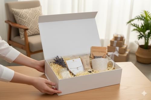 Rinrda Large White Gift Box,13.75"x9"x4.5", Gift Boxes with Magnetic Lids for Presents Closure Gift Packing for Birthday,C...