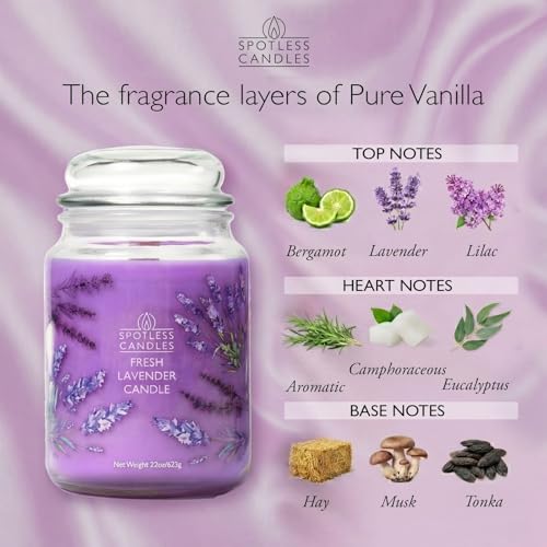 Spotless Leopard Fresh Lavender Candle 22oz Glass Jar with Wooden Wick in a Decorated Jar Within a Presentation Gift Box a...