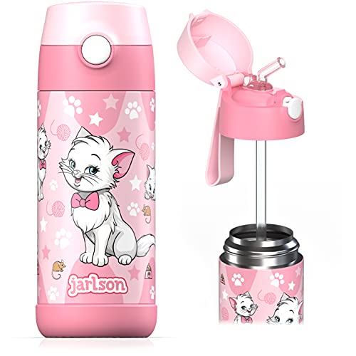 Jarlson® Kids Water Bottle CHARLI [12OZ] - Stainless Steel Thermo Bottle with Straw - Insulated, Spill Proof Waterbottle f...