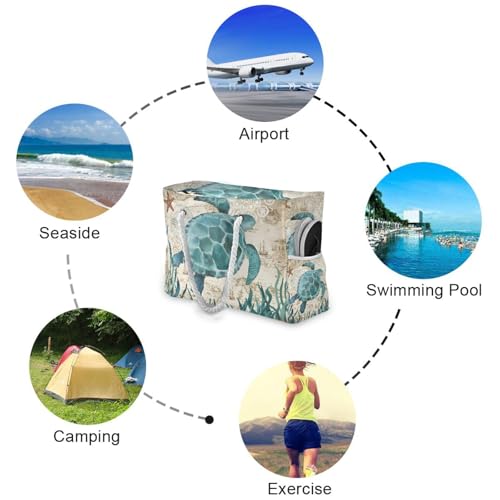 senya Large Beach Shoulder Bags Canvas Tote Water Resistant for Gym Travel Daily