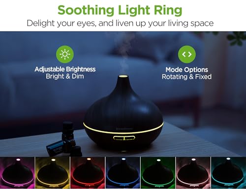 InnoGear Aromatherapy Diffuser & 10 Essential Oils Set, 400ml Diffuser Ultrasonic Diffuser Cool Mist Humidifier with 4 Tim...