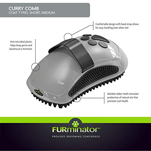 FURminator Curry Comb Grooming Brush for Short and Medium Coats