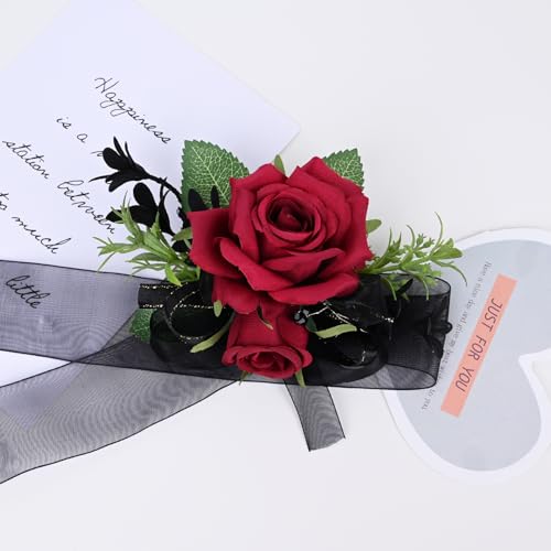 MAFELOE Corsage Boutonniere Set of 2 Pieces, Artificial Flower Supplies for Prom Party Business Celebration Suit Decoratio...