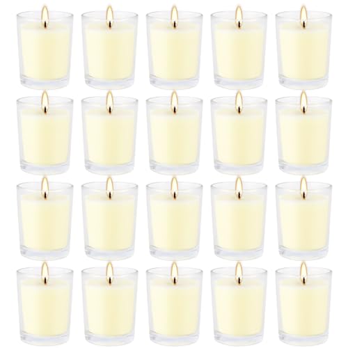 Set of 20 x 2.0 oz Votive Citronella Candles in Glass Cup Decorative Candle Yellow Citronella Tea Lights Indoor Outdoor Pa...