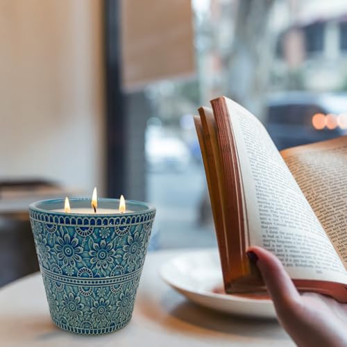 Delicate Porcelain Scented Candle, Natural Eucalyptus & Peppermint Essential Oils and Natural Soy Wax Aromatherapy Candle,...