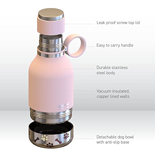 Asobu Buddy Bottle a Stainless Steel Insulated Water Bottle for with Removable Dog Water Bowl and Dog Food and Treat Stora...