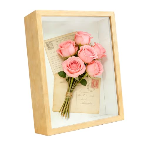 8x10 Shadow Box - Wooden Deep Picture Frame with Shatter-Resistant Panel for Wall Decor | 3D Display Case for Military Med...