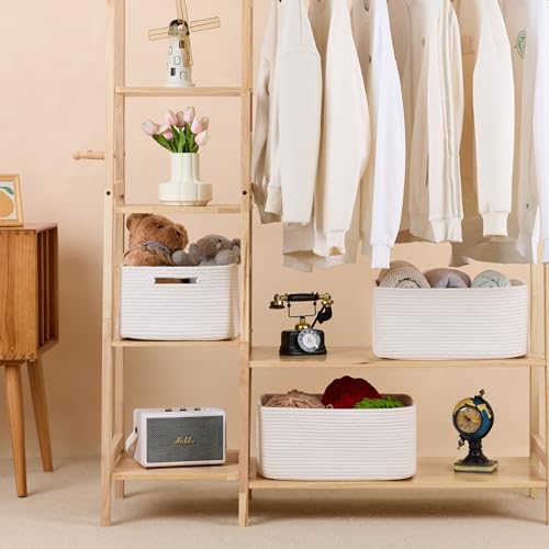 MiniArk Large Storage Baskets for Organizing, Closet Shelf Baskets for Clothes Blanket Towels, Baby Nursery, Toy Bins Box,...