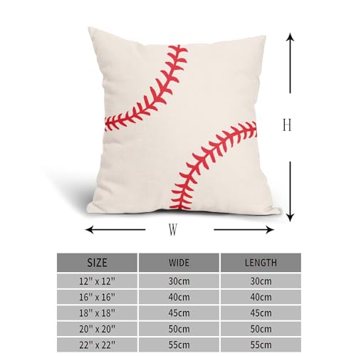 Vrysenium Baseball Pillow Covers 18x18 Inch Set of 2 Sport Themed Cotton Linen Decorative Throw Pillow Case Ball Stitches ...