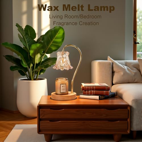 Candle Warmer Lamp with Timer 2 Bulbs Light Dimmable Electric Candle Warmer Flower Shape for Bedroom Home Decor, Wax Melt ...