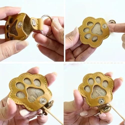 DTREELS Dog Fur Storage Key chain, Cute Leather Paw Key chain Pet Hair Keepsake Keyring, Unique Memorial Collection Keychain