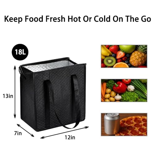 WhoseBags 18L Insulated Grocery Bags with Zipper, Reusable Thermal Cooler Tote Bag for Hot & Cold Food, Foldable Shopping ...