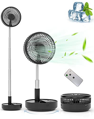 Primevolve Portable Oscillating Standing Fan,Rechargeable Battery Operated USB Floor Table Desk Fan with Remote, Bedroom C...