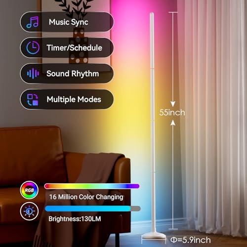 TJOY 2 Pack Smart Floor Lamps for Ambient Lighting, Crystal Joint Design, Modern LED Corner Light with Remote&APP Control,...