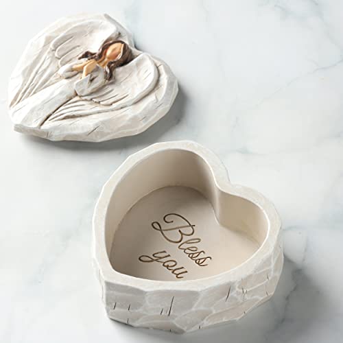 Hodao Angel Jewelry Box - Mothers Day Gifts for Mom Grandma, Heart Shaped Sculpted Keepsake Box with Guardian Angel Figuri...
