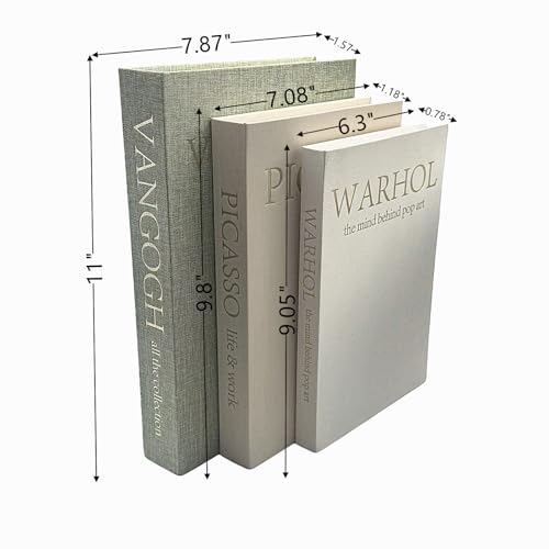 NLGQ Set of 3 Decorative Books - Linen Faux Fake Books for Decor Aesthetic, Decorative Book for Coffee Table,Bookshelf,Off...