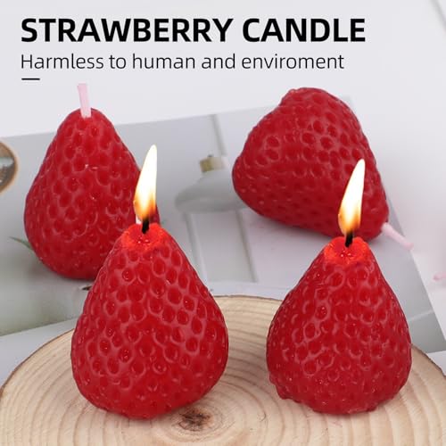 9 Pack Strawberry Shaped Scented Candles, Red Mini Soy Wax Fruit Aroma Decorative Candles, Realistic Strawberry Design for...