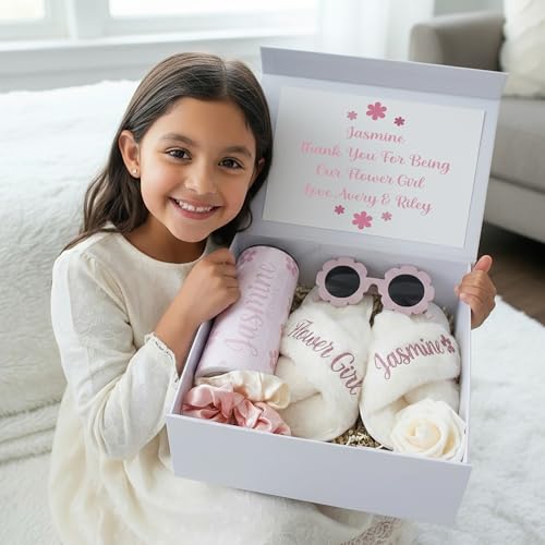 BluChi Flower Girl Proposal Gift Box, Personalized Gift from Bride for Wedding, Flower Girl Thank You Gift -Sunflower Bund...