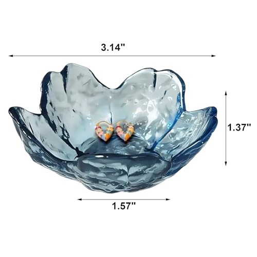 Koyzsen Blue Crystal Flower Jewelry Ring Dish, Clear Trinket Bowl, Cute Nightstand Decor Ring Holder for Women, Home Decor...