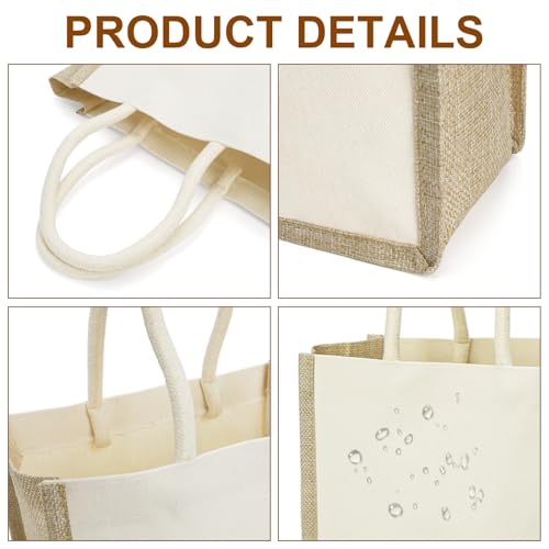 SOUJOY 6 Pack Burlap Tote Bags, Reusable Jute Gift Tote with Handles, Small Beach Bags, Canvas Grocery Shopping Tote for B...